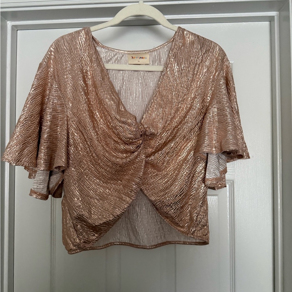 Love Fool Shimmering Rose Gold Blouse